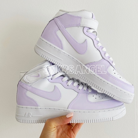 Nike custom air force 1 mid sneakers lilac lavender purple - Picture 2 of 2